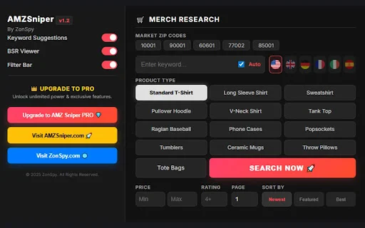 Download AMZSniper Gratis – Alat Riset Produk Merch & KDP Terbaik description image 1