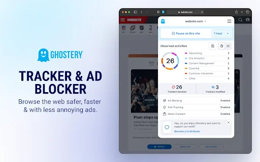 Ghostery AdBlocker: Browser Cepat & Privasi Maksimal – Unduh description image 1