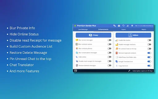 Premium Sender Plus: Kirim Pesan Kustom WhatsApp dengan Mudah description image 2