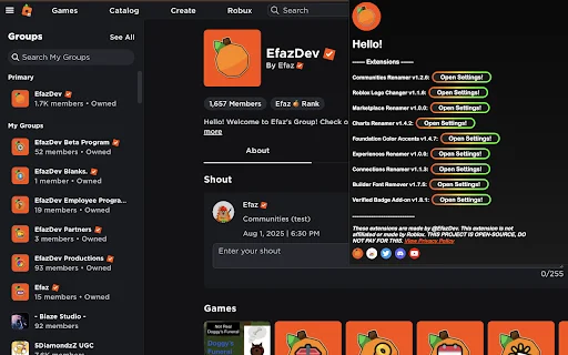 Download Efaz’s Roblox Extension Terbaru – Kustomisasi Gratis description image 3