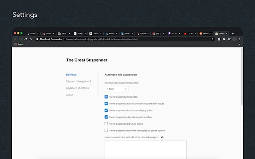 The Great Suspender Reloaded 2026 – Hemat RAM & Percepat Chrome description image 3