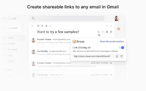 Streak Email Sharing: Bagikan Email Gmail via Link Praktis description image 1
