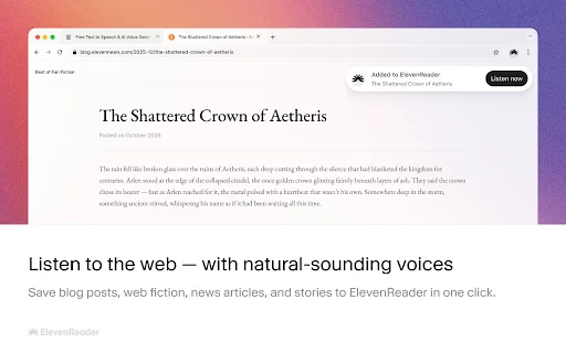 ElevenReader: Ubah Teks Jadi Audio AI Alami – Unduh Gratis description image 1