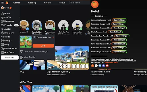 Download Efaz’s Roblox Extension Terbaru – Kustomisasi Gratis description image 1