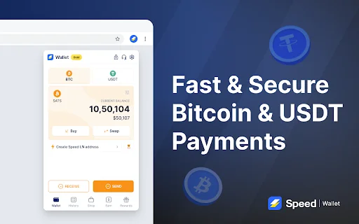 Speed Bitcoin Lightning Wallet: Kirim BTC Instan di Chrome description image 1